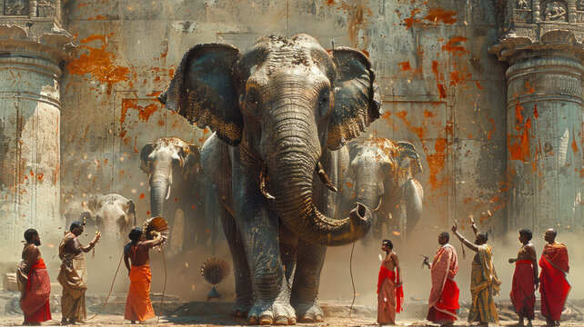 the famous story of the elephant ans six blind ment. each blind man touches a different part of the elephant's body,generative ai