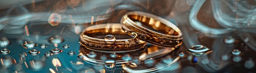 Fototapeta premium Marriage symbolized by two wedding rings 