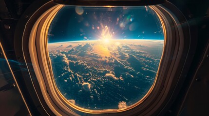 Fototapeta premium View of Earth from a spacecraft window