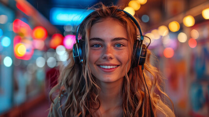 Happy people listening to Music generative ai
