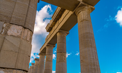 Row of Greek Hellenistic stoa columns.