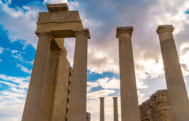 Row of Greek Hellenistic stoa columns.