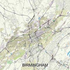 Birmingham, Alabama, United States map  poster art