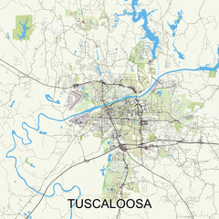 Tuscaloosa, Alabama, United States map  poster art