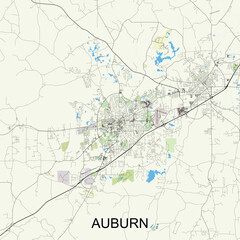 Auburn, Alabama, United States map  poster art