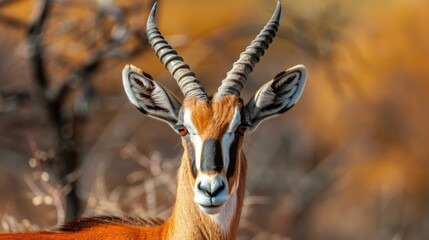 Blesbok antelope with safari horns in the wild