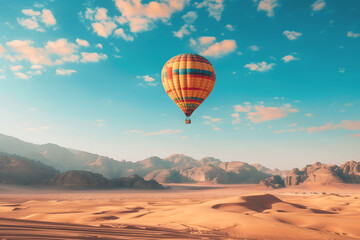 Obraz premium hot air balloon over desert region 