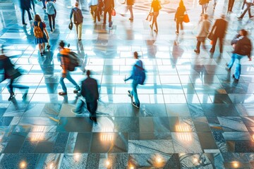 Obraz premium people moving around in airport