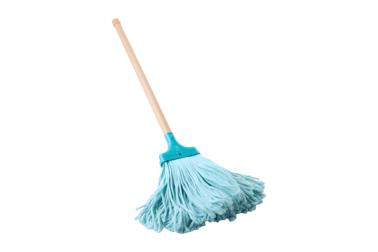 Floor wash cleaning mop supply tool isolated on transparent background, household chores , housekeeping dirt cleanup sweep cleaner tool