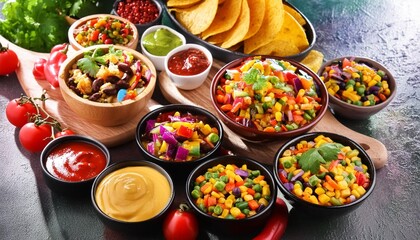 mexican food mix colorful background