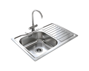 Kitchen Steel sink isolated on transparent background