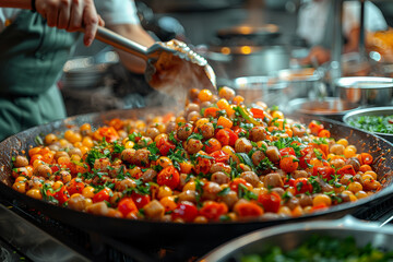 A culinary workshop where aspiring chefs learn the art of preparing traditional dishes from different cultures, fostering culinary diversity and appreciation.  Generative Ai.