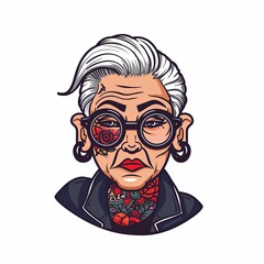 A woman with glasses and tattoos on her neck and face