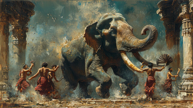 the famous story of the elephant ans six blind ment. each blind man touches a different part of the elephant's body,generative ai