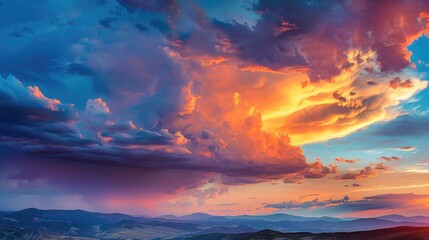 Fototapeta premium Vibrant sunset sky with dramatic ambiance and a warm natural backdrop in a variety of evening colors