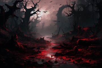 Obraz premium foggy forest, concept art