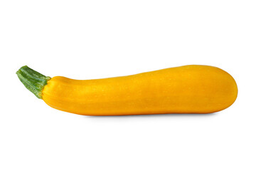 Fresh ripe yellow organic zucchini or courgettes isolated on white, transparent background. One raw...
