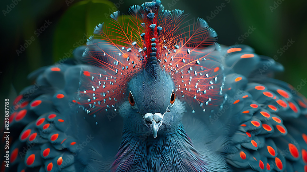 Wall mural adult male victoria crowned pigeon goura victoria with bluegray plumage and elegant crest native to 