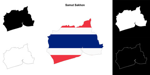Samut Sakhon province outline map set