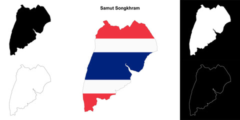 Samut Songkhram province outline map set