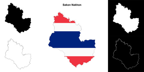Sakon Nakhon province outline map set