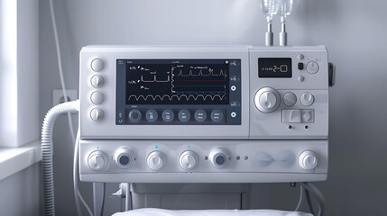 Front view mockup image white background of a medical ventilator