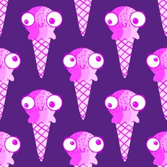 Summer cartoon print seamless ice cream pattern for wrapping paper and fabrics