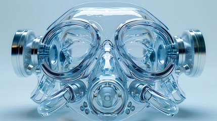 Front view mockup image white background of an oxygen mask