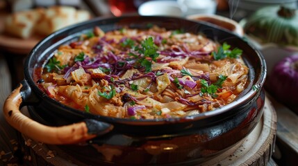 Turkish Dish Featuring Fermented Cabbage Tursu MA hlasA