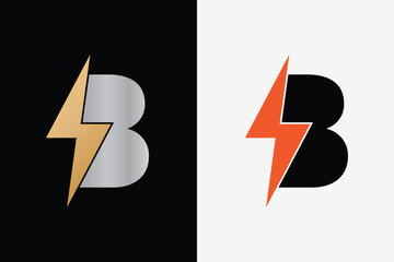 B Letter Logo,  Electric Bolt Letter B Logo, Letter B Electric Logo 