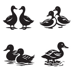 Ducks Silhouette Vector Set