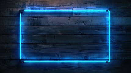 Obraz premium neon frame on a wooden background with space for neon text