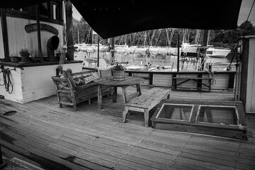 Furniture on a ship's deck