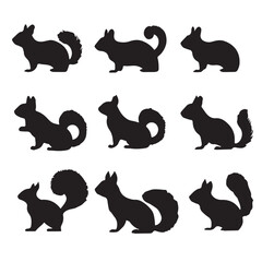 Squirrel Silhouette Vector Set