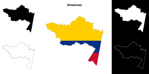 Amazonas department outline map set