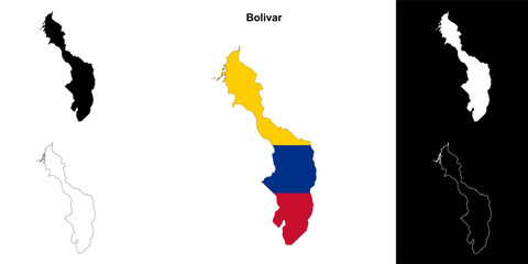 Bolivar department outline map set