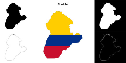 Fototapeta premium Cordoba department outline map set