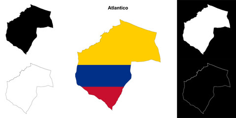 Atlantico department outline map set