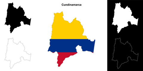 Cundinamarca department outline map set
