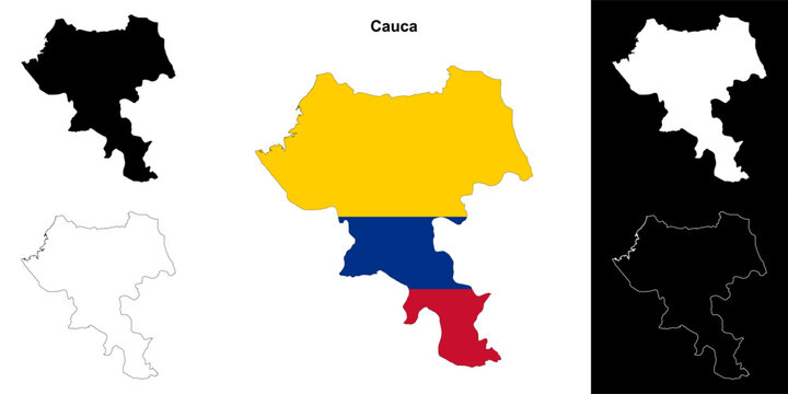 Cauca department outline map set