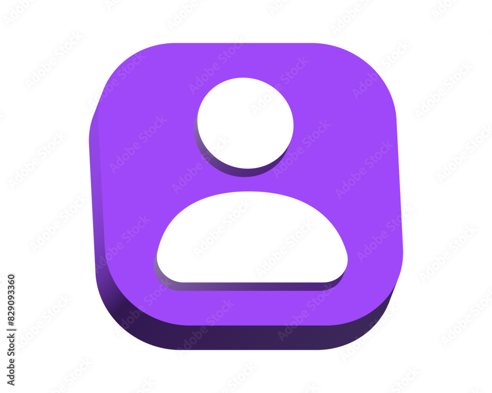 Poster 3d user icon button. vector user profile avatar icon in modern square button. profile login avatar symbol. 3d vector illustration