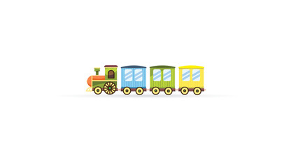 cute train set icon with colorful carriage isolated on white background suit for logo or coloring book