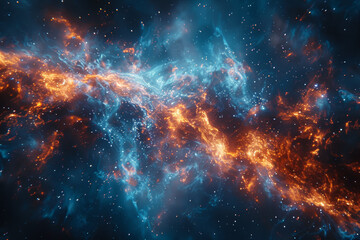 Fototapeta premium The ghostly remnants of a supernova explosion, a glowing nebula bearing witness to the death throes of a massive star. Concept of stellar destruction. Generative Ai.