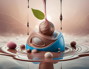 A poster for world chocolate day with chocolates in the background