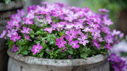 Small purple blooms in a container