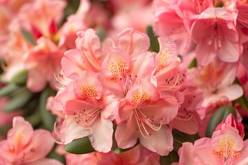 Numerous blossoming pink flowers in garden
