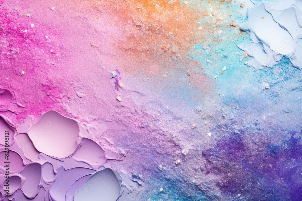 Poster Soft pastel color background with glitter and wavy shape with blank text space, sparkle and pastel background