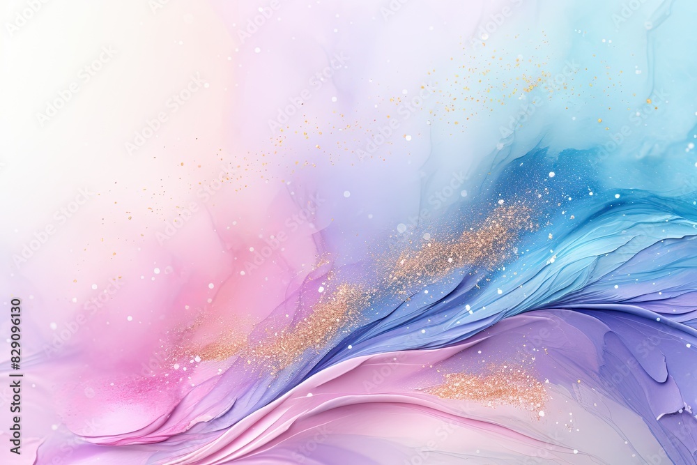 Aufkleber soft pastel color background with glitter and wavy shape with blank text space, sparkle and pastel b