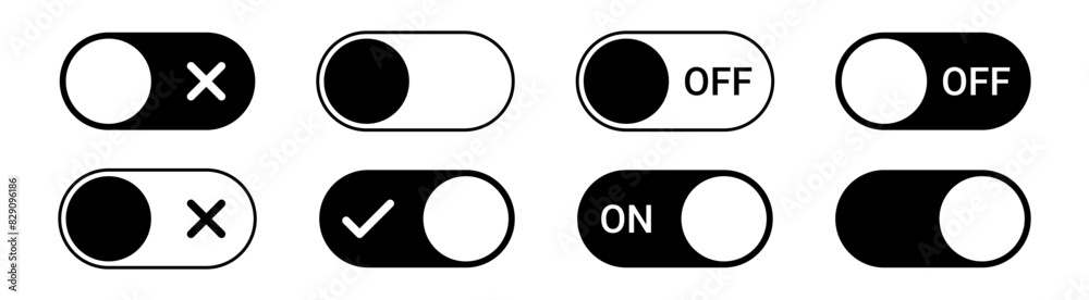 Poster On Off toggle switch buttons. vector web icon set