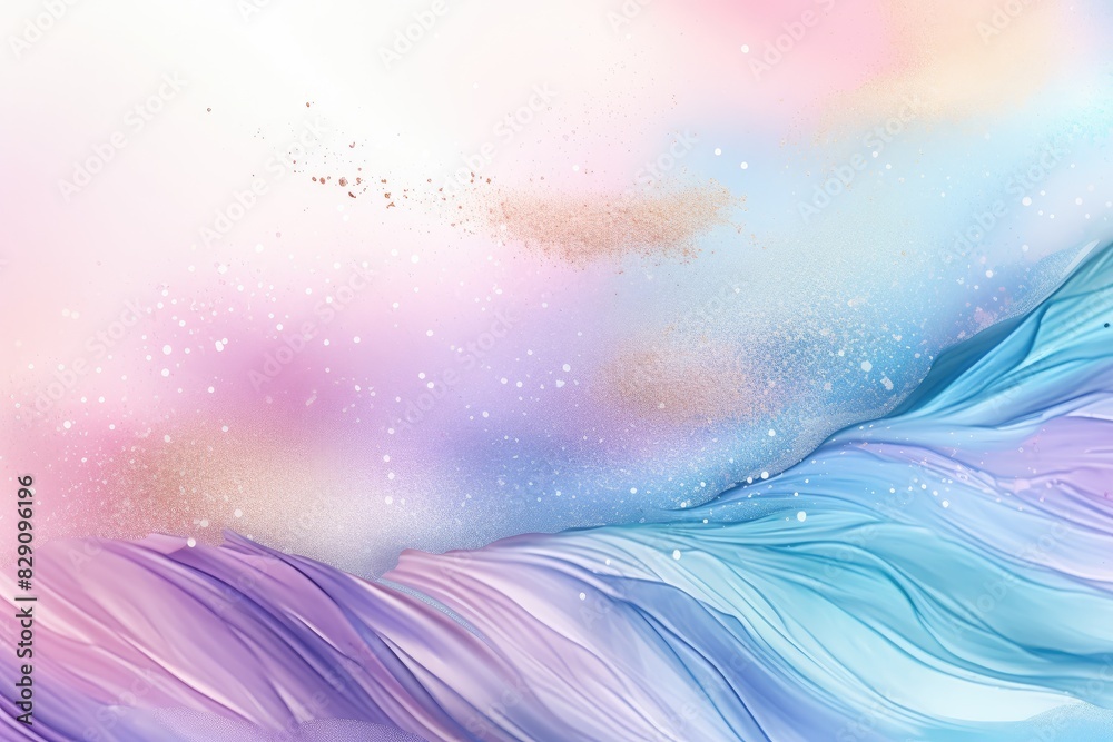 Poster Soft pastel color background with glitter and wavy shape with blank text space, sparkle and pastel background